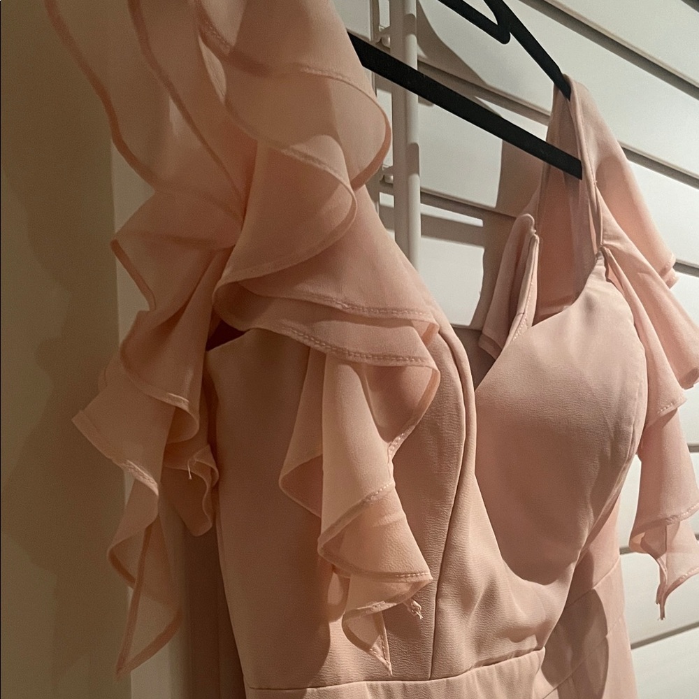 Bill Levkoff Blush Maxi Dress with Ruffle Detail Style #1608